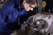 Student at work in shop class, selective focus — Stock Photo