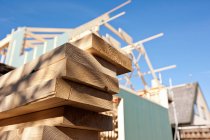 Stacked wood on site — Stock Photo
