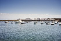 Boats and ships in harbor, Lanzarote, Spain — Stock Photo