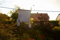 Striped top waving on clothes line — Stock Photo