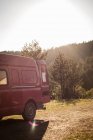 Van car parked in forest — Stock Photo