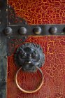 Door knocker detail on hutong door — Stock Photo