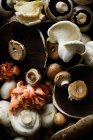 Крупним планом різноманітні гриби на столі — стокове фото