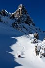 Homem esquiando em Davos, Suíça — Fotografia de Stock