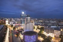 Aerial view of City Center of Berlin at nighttime, Germany — Stock Photo
