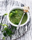 Bowl of pea soup — Stock Photo