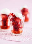 Macerated strawberries with sorbet — Stock Photo