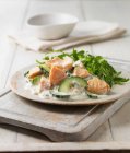 Poached salmon with salad — Stock Photo