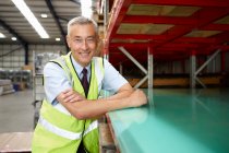 Portrait of warehouse manager in engineering warehouse — Stock Photo