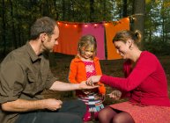Childrens theater improvised in woods — Stock Photo