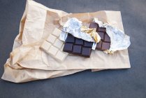 Chocolate branco, escuro e de leite — Fotografia de Stock