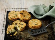 Bubble and squeak cakes on baking sheet — Stock Photo