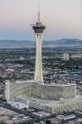 Aerial view of stratosphere tower against cityscape — Stock Photo