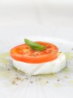 Plate with caprese appetizer — Stock Photo