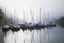 Sailboats moored on Lake Plansee — Stock Photo