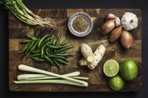 Ingredients for making green curry paste — Stock Photo