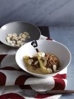 Pears amaretto zabaglione in bowl — Stock Photo