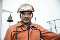 Portrait of worker on oil tanker — Stock Photo