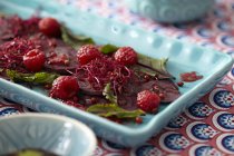 Close-up view of beetroot and berries salad — Stock Photo