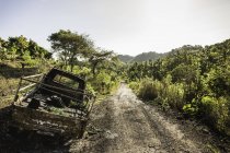 Camión abandonado a lo largo de pista de tierra, Wana Giri, Bali, Indonesia - foto de stock