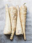 Close up shot of parsley roots on kitchen counter — Stock Photo