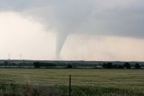 Tornado sobre campo en campo campo - foto de stock
