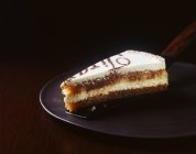 Slice of tiramisu with cake server on plate — Stock Photo