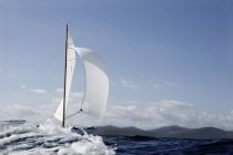 Classic sailing yacht in open sea at daytime — Stock Photo