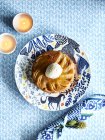 Plate of apple tart with ice cream, top view — Stock Photo