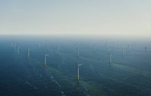 Vue aérienne d'un parc éolien offshore au large des côtes néerlandaises, IJmuiden, Hollande-Septentrionale, Pays-Bas — Photo de stock