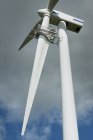 Maintenance work scaffold on blades of wind turbine — Stock Photo