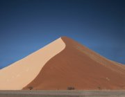 Distant trees and giant sand dune, Sossusvlei National Park, Namibia — Stock Photo