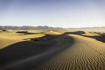 Dunas de areia onduladas do vale da morte sob o céu azul — Fotografia de Stock