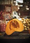 Close up of produce for sale of pumpkins — Stock Photo