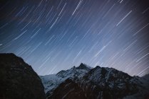Machapuchare Basislager Bereich, nachts, Langzeitbelichtung, Abc-Trek, Annapurna Basislager Trek, Nepal — Stockfoto