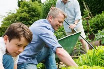 Father and son gardening — Stock Photo