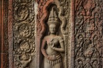 Detail of carving, Ta Prohm temple, Angkor Wat, Siem Reap, Cambodia, Southeast Asia — Stock Photo