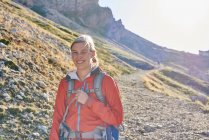 Portrait of hiker looking at camera smiling, Austria — Stock Photo