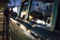 Night shot of car in street road, taxi car — Stock Photo