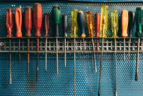 Row of screwdrivers in forge workshop — Stock Photo