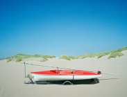 Jet boat on sandy beach — Stock Photo