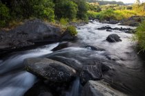Річка тече по скелях острів Реюньон — стокове фото