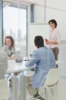 Business people talking in meeting, selective focus — Photo de stock