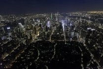 Aerial view from helicopter of Central Park, Empire State Building, New York, USA — Stock Photo