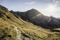 Mountainbikegebiet, Kleinwalsertal, Trails unterhalb der Walser Hammerspitze, Österreich — Stockfoto