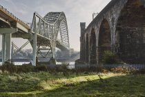 Silver Jubilee Bridge and Runcorn Railway Bridge, Runcorn, Cheshire, England — Stock Photo
