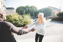 Couple dancing in park outdoors at daytime — Stock Photo