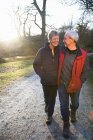 Retired Couple Walking outdoors — Stock Photo
