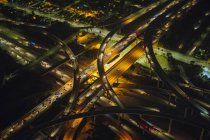 High angle view of city and highways, Los Angeles, California, USA — Stock Photo