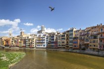 Cathedral and Sant Felix church behind skyline of Girona Town — Stock Photo